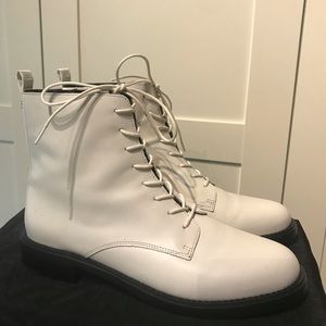Sam Edelman Nina white leather lace up boots size 9.5